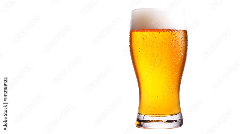 Refreshing Glass of Beer on White Background: Perfect for Advertisements and Designs Refreshing Glass of Beer on White Background: Perfect for Advertisements and Designs