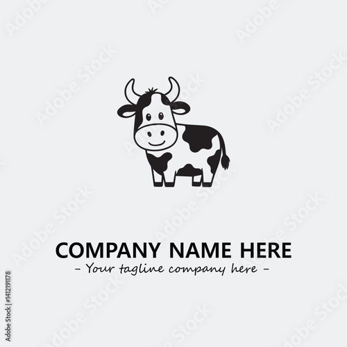 Cow illustration black and white for logo company vector image
