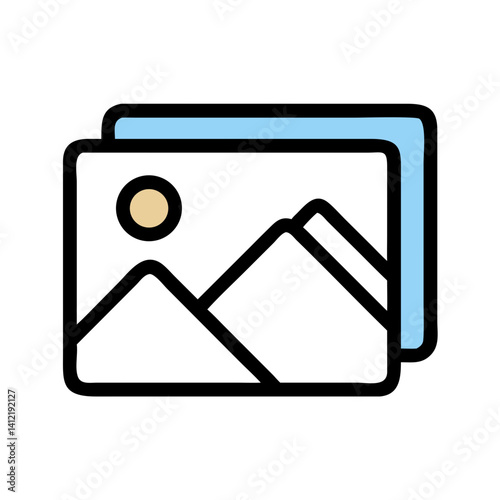 Stacked Images with Landscape Thumbnails Icon Design