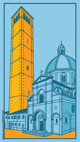 Bologna Bound - Minimalist Travel Poster in Flat Illustration Style