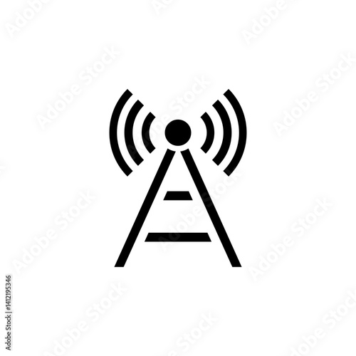 Transmitter Antenna, Cell Phone Tower Solid Flat Vector Icon Isolated on White Background.