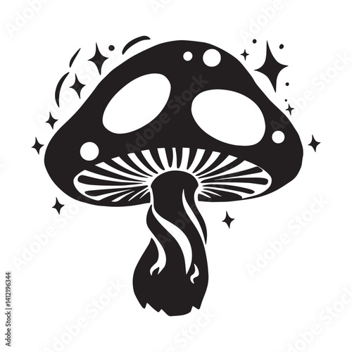 Collection of various mushrooms growing in a natural setting surrounded by grass and rocks