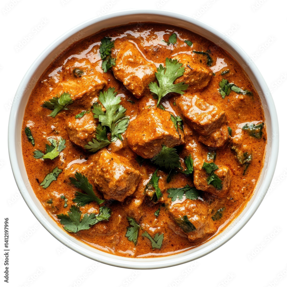 Bowl of chicken masala on transparent background. Bowl of chicken masala on transparent background.