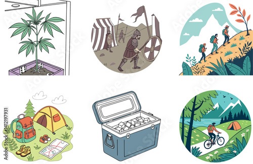 Camping Escape. A Bundle of Serenity and Twilight Collection Illustrations