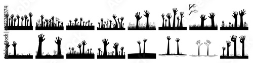 set hand zombie silhouette
