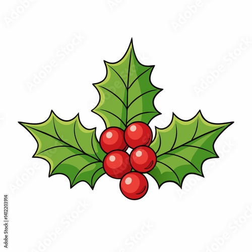 holly berries simple design vector artwork
