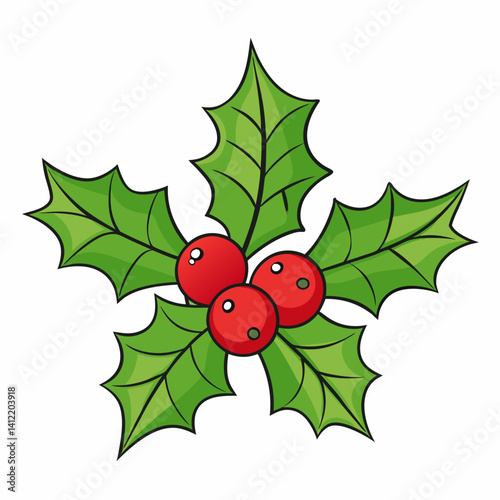 holly berries simple design vector style on white