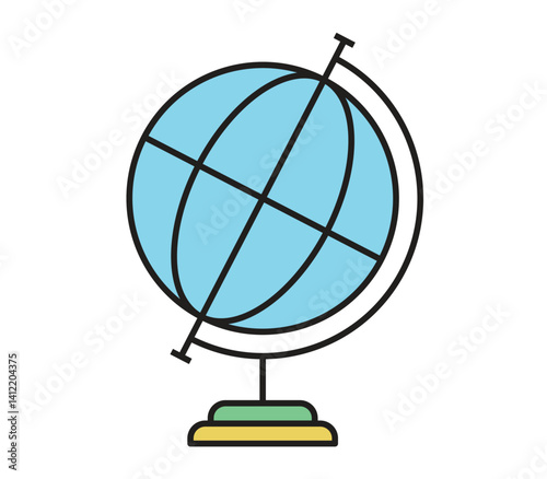 Colorful Globe Icon – Educational World Map Illustration in Line Art
