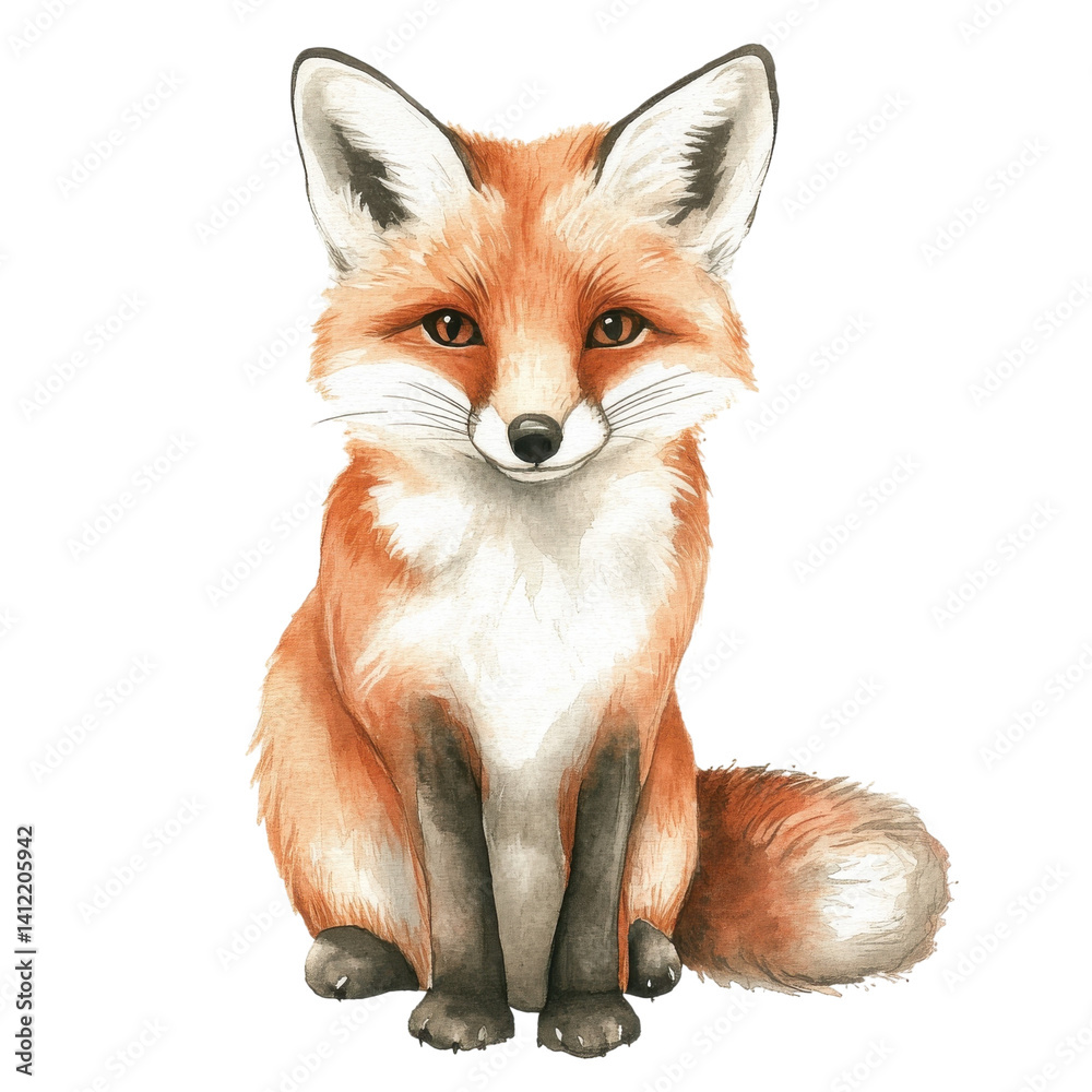 Obraz premium A fox sitting upright on transparent background.