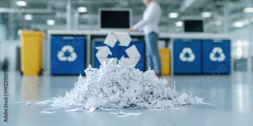 Obraz na płótnie Responsible document management staff communicates recycling within the organization. w salonie