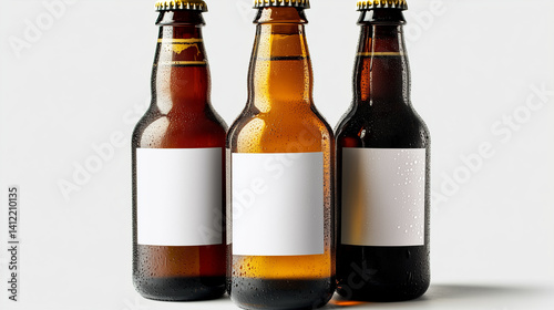beer bottle and glass mockup