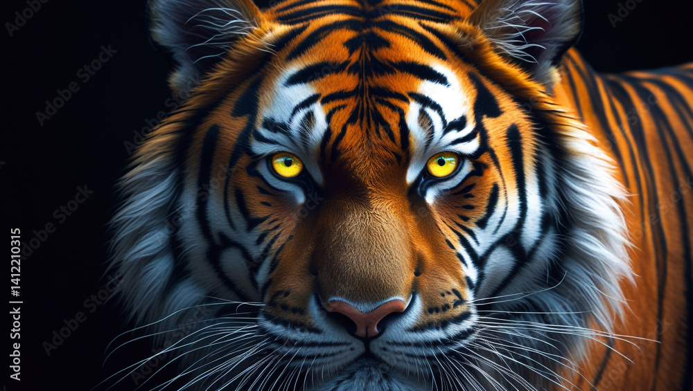 Fototapeta premium Close up of fierce tiger face with intense eyes