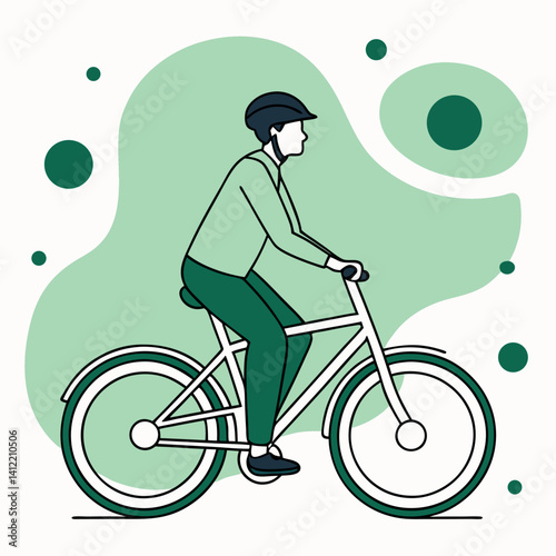 Man Riding White Bicycle: Eco-Friendly and Healthy Urban Transportation.