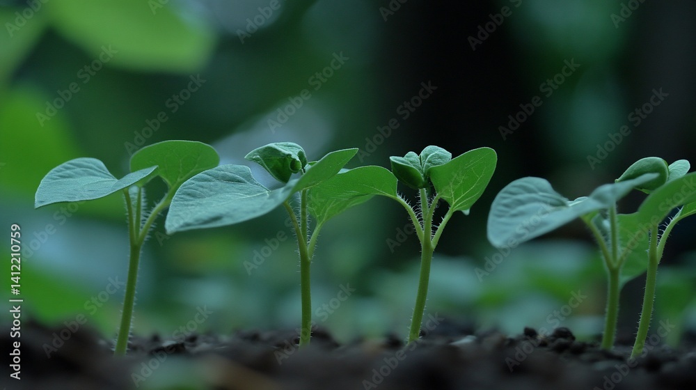 Young seedlings emerging from soil Young seedlings emerging from soil