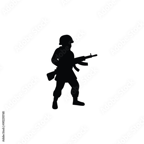 Soldier Silhouette with Rifle | Military Army Combat Icon