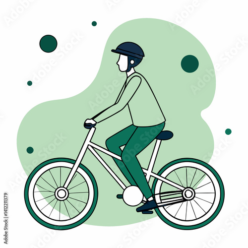 Man Riding White Bicycle: Eco-Friendly and Healthy Urban Transportation.