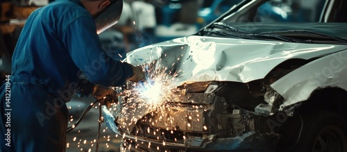 Auto Body Repair: A Welder's Precision in Action