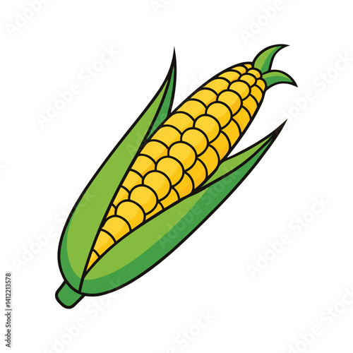 Corn on the cob icon silhouette vector with white background