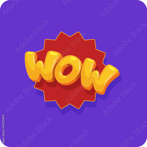 wow cartoon inscription design element