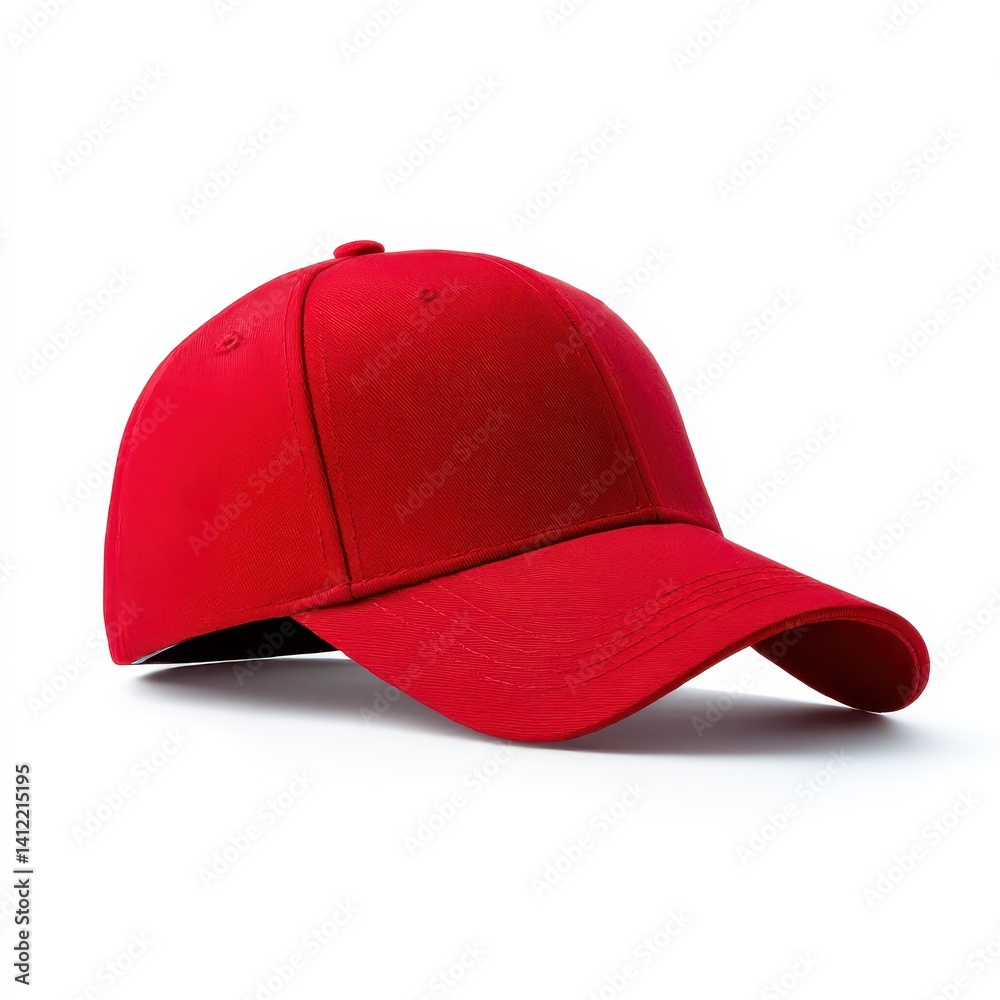 Fototapeta premium Red baseball cap isolated product shot on white background