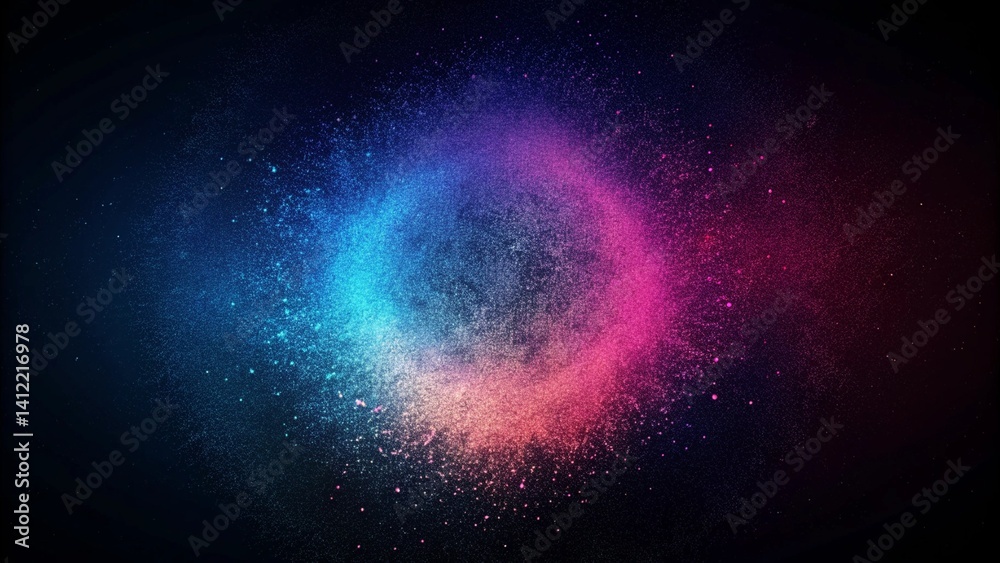 Fototapeta premium Dark blue pink black abstract grainy background, glowing vibrant color gradient shape, noise texture poster header banner wallpaper cover design