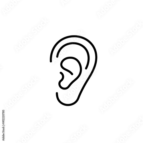 Human ear hearing organ line icon