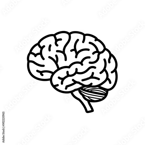 Side view of human brain line icon