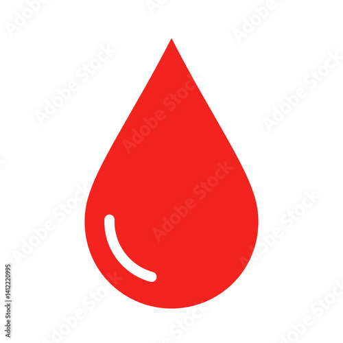 Bright red medical blood drop icon