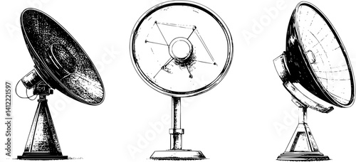 3 Pieces of Modern style Broadcasting facilities designs, Modern style Broadcasting facilities vector graphic