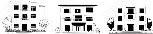 3 Pieces of Modern style Hotels designs, Modern style Hotels vector graphic