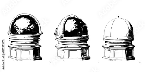 3 Pieces of Baroque style Observatories designs, Baroque style Observatories vector image