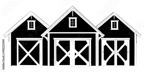 3 Pieces of Cape Cod style Houses designs, Cape Cod style Houses vector image