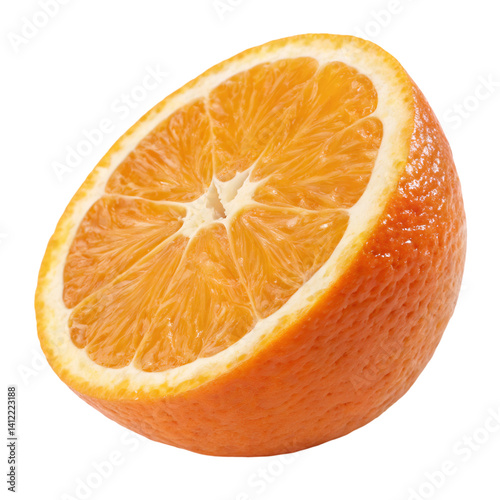 Fresh orange cut in half isolated on transparent background photo