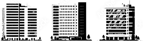3 Pieces of Contemporary style Hospitals designs, Contemporary style Hospitals vector image