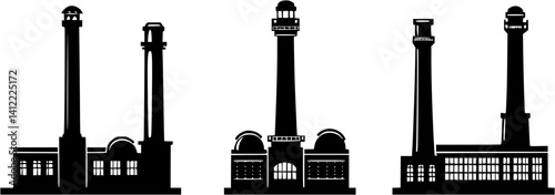 3 Pieces of Victorian style Power plants designs, Victorian style Power plants vector image