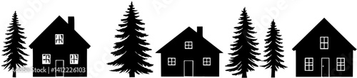 3 Pieces of Farmhouse style Ice houses designs, Farmhouse style Ice houses vector illustration