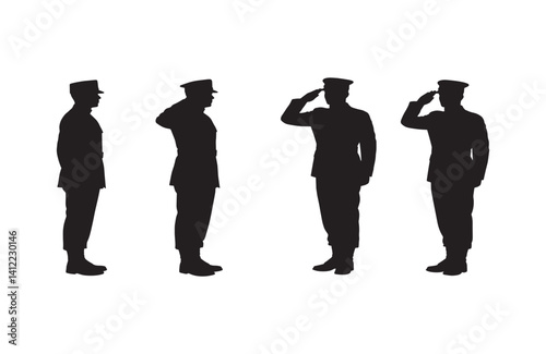 Service members standing firm in military greeting pose