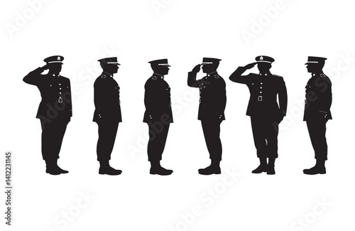 Dedicated soldiers presenting synchronized salute formation