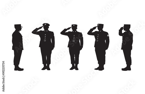Courageous soldiers in proper salute stance