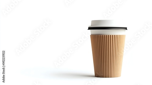 Wallpaper Mural Disposable brown rippled paper coffee cup with black plastic lid stands isolated on white background, copy space Torontodigital.ca