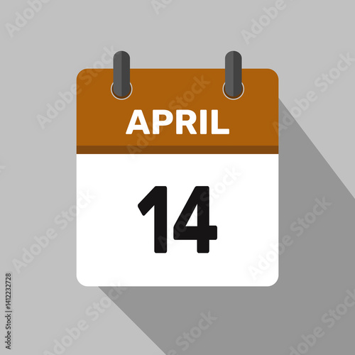 14 april calendar icon vector month date number illustration design