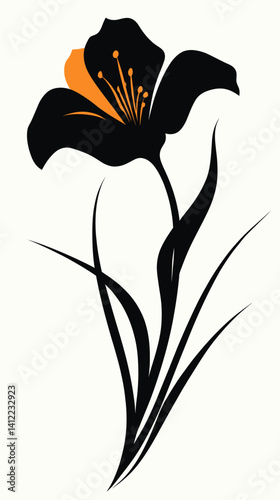 Minimalist Sego Lily Silhouette Vector Illustration for Nature Designs