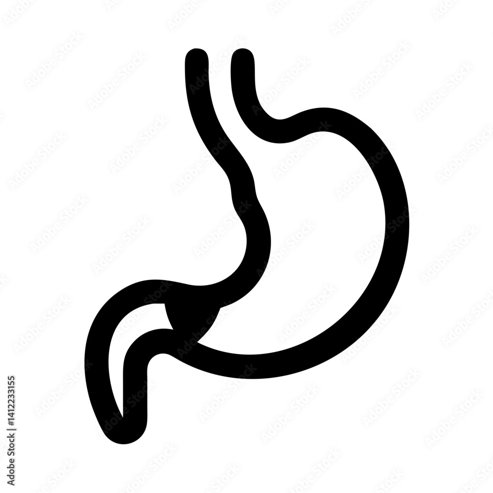Fototapeta premium Stomach with Curved Shape Icon Design