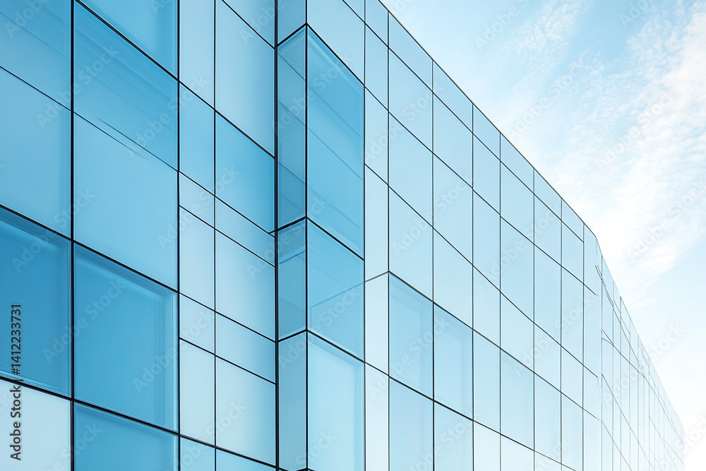 Modern building glass facade design blue sky background architectural detail Modern building glass facade design blue sky background architectural detail