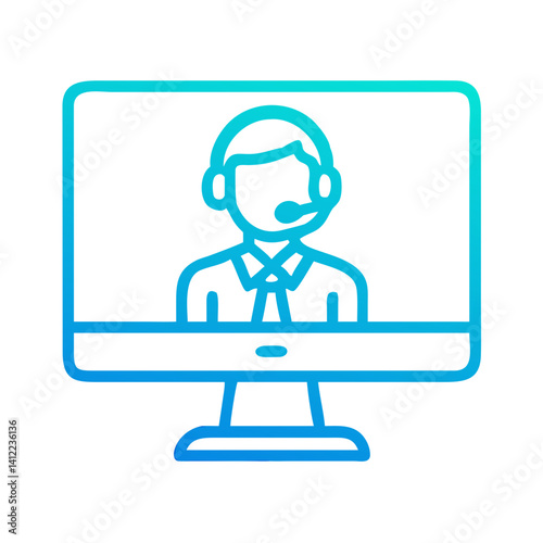 Support Agent on Monitor Icon Design