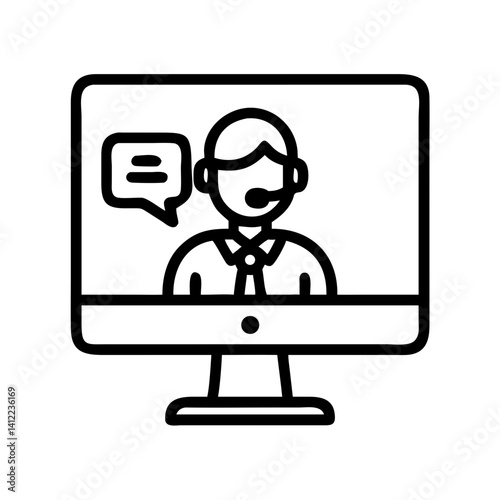 Support Agent on Monitor Icon Design