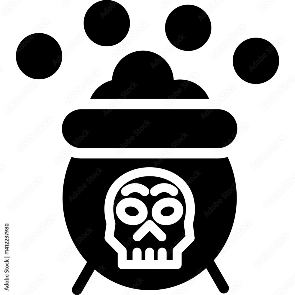 Witch Cauldron Bubbles Glyph Icon Witch Cauldron Bubbles Glyph Icon