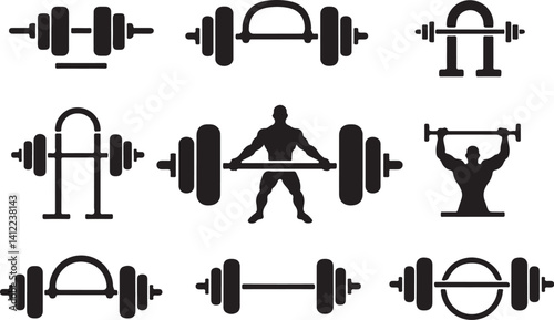 Bodybuilder & Weightlifting Silhouettes Vector Set