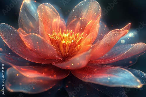 multi-dimensional flower with pattern design and light trails photo