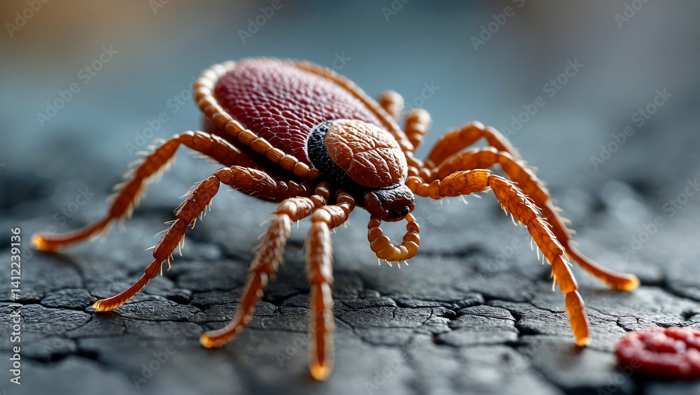 Adult female deer tick with lyme disease infection Adult female deer tick with lyme disease infection